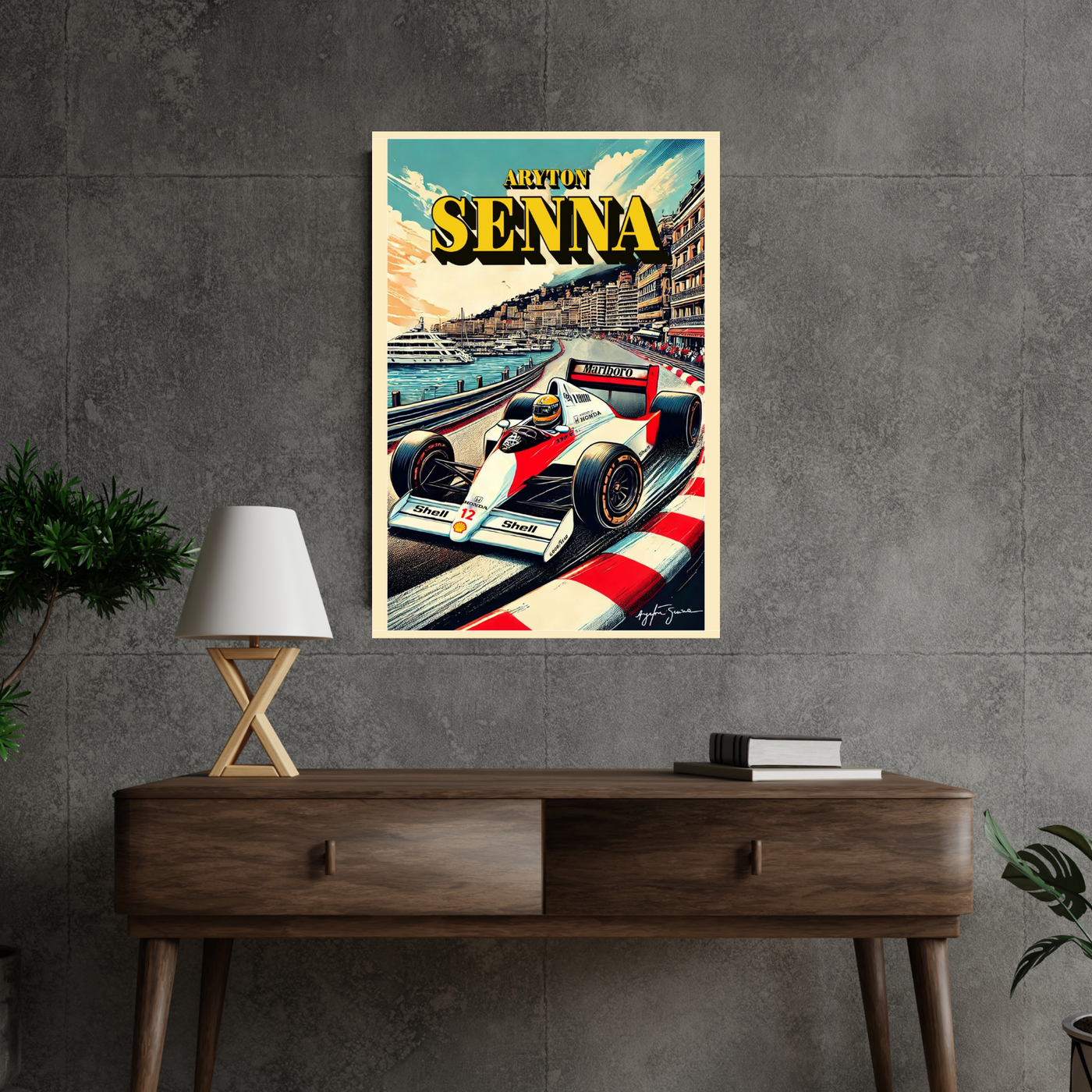 Aryton Senna Retro F1 Wall Art