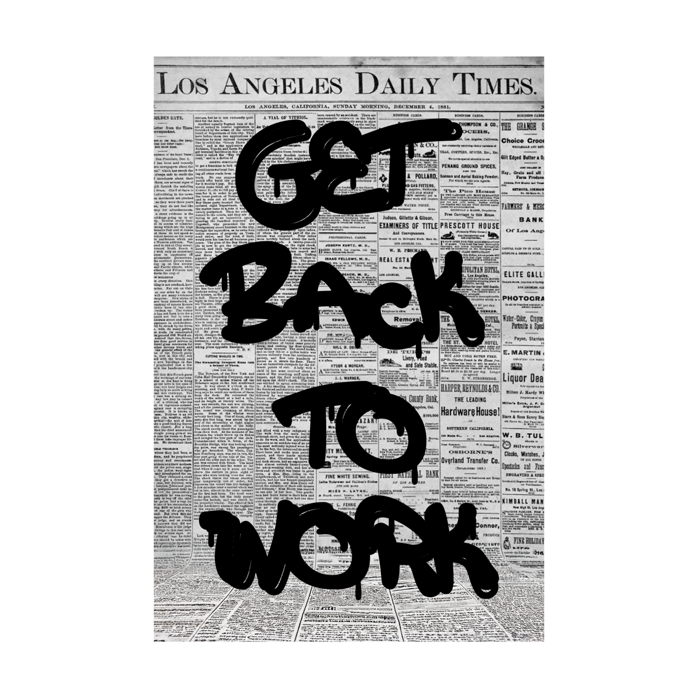 Get Back To Work Newspaper Wall Art