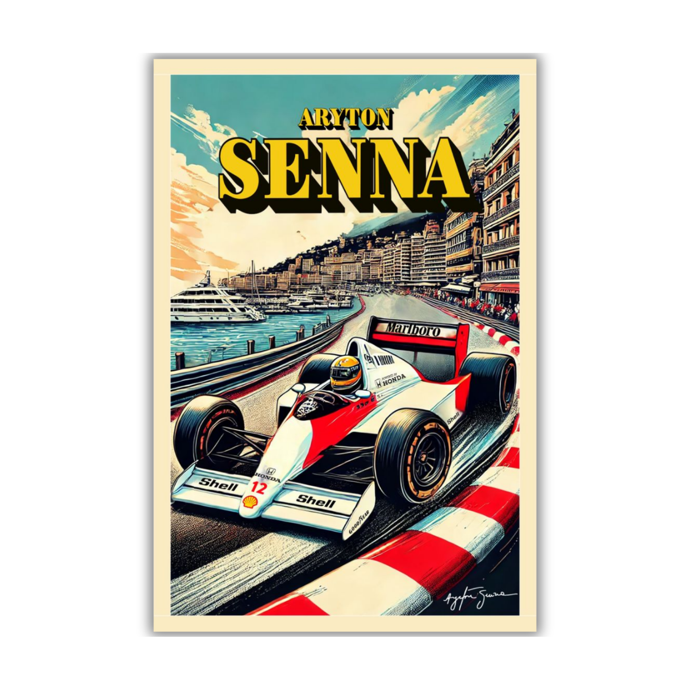 Aryton Senna Retro F1 Wall Art